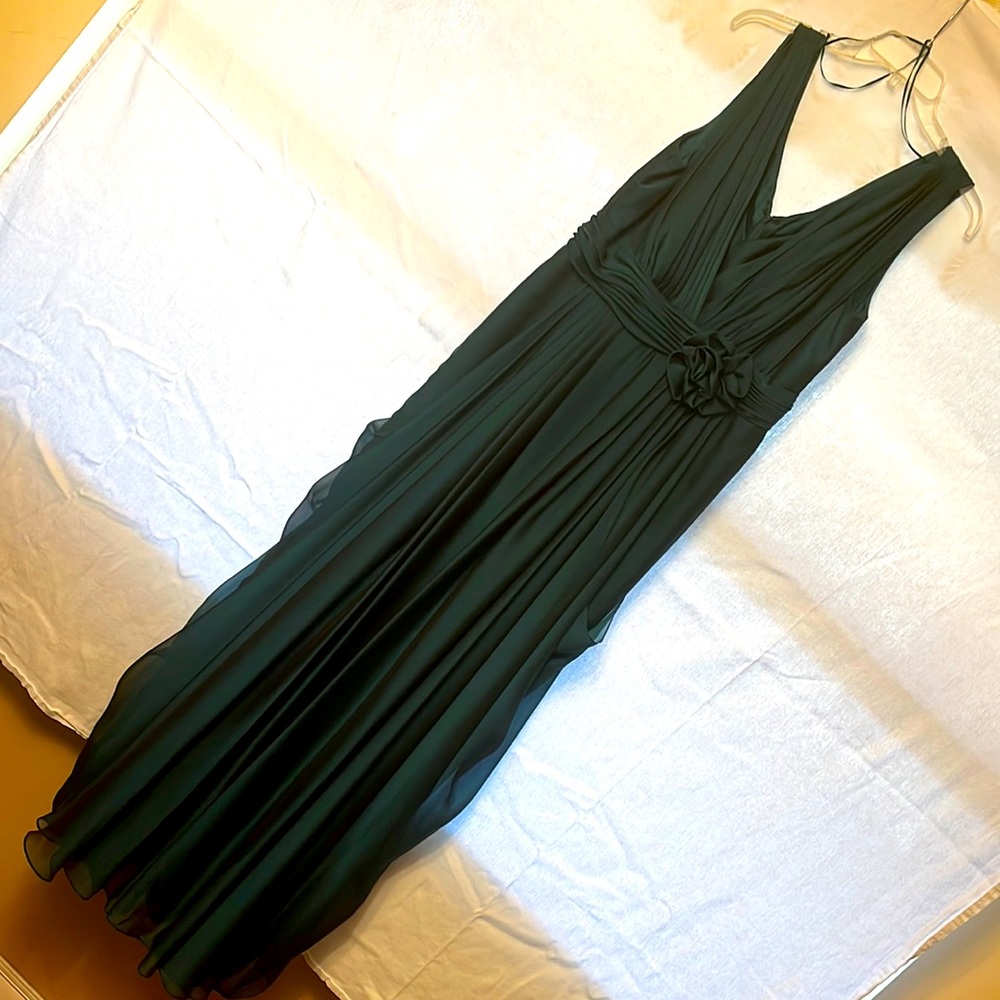 Full length evening wear, gorgeous deep forest green